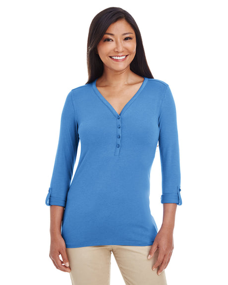 Ladies' Perfect Fit™ Y-Placket Convertible Sleeve Knit Top