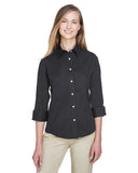 Women's Perfect Fit Three-Quarter Sleeve Stretch Poplin Dress Shirt