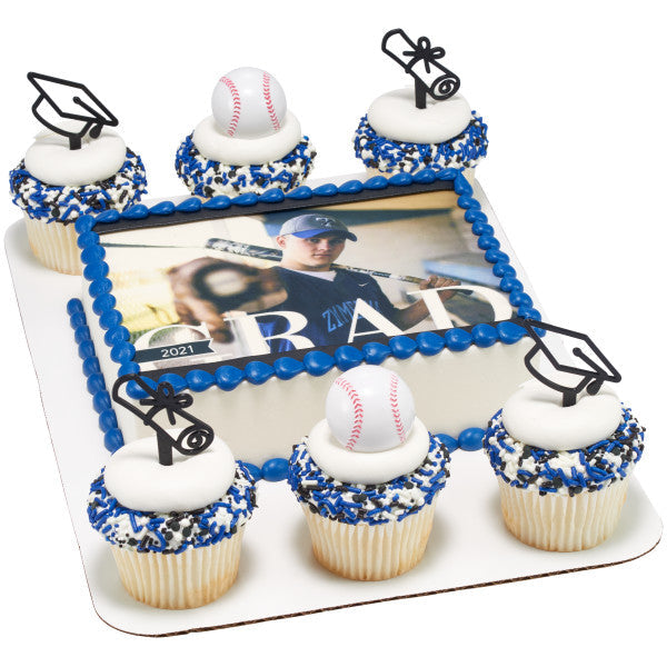 Graduation Icon and cap Assortment Cupcake Cake Pics - set of 144