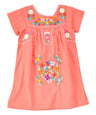 Traditional Mexican Girl Embroidered Dress - 100 Percent Cotton Fabric, Vibrant Embroidery, Knee Length, Multiple Colors, Sizes 2-8