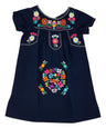 Traditional Mexican Girl Embroidered Dress - 100 Percent Cotton Fabric, Vibrant Embroidery, Knee Length, Multiple Colors, Sizes 2-8