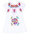 Traditional Mexican Girl Embroidered Dress - 100 Percent Cotton Fabric, Vibrant Embroidery, Knee Length, Multiple Colors, Sizes 2-8