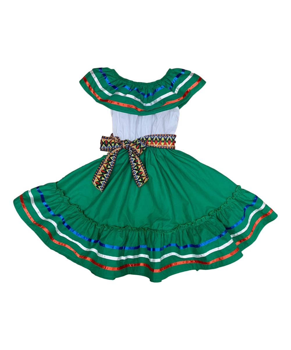 Unik Girl's Fancy Traditional Mexican Cinco De Mayo Fiesta Dress - Colorful Embroidered Fiesta Dress, Size 4-14 (1 Piece)
