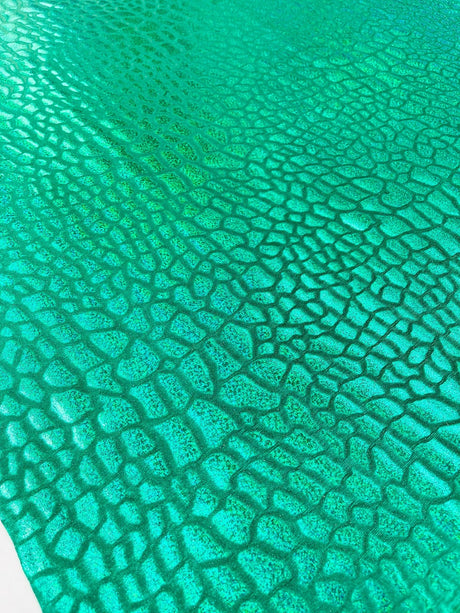 Dragon Skin Foil Stretch Velvet Fabric - Iridescent Snake Print, 58" Width (1 Yard)
