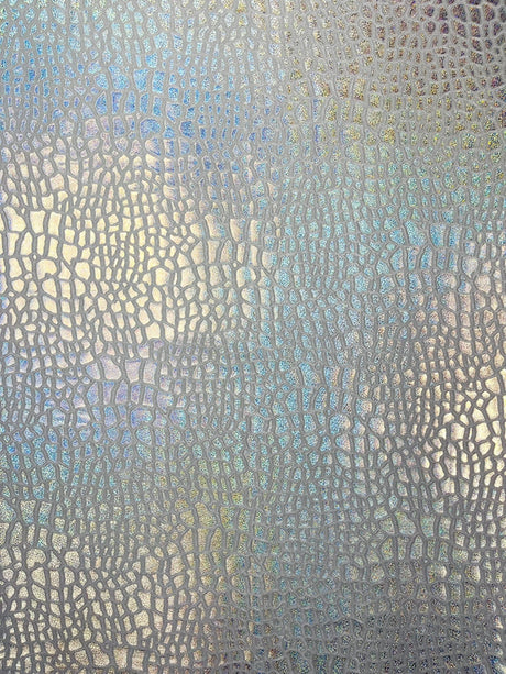 Dragon Skin Foil Stretch Velvet Fabric - Iridescent Snake Print, 58" Width (1 Yard)