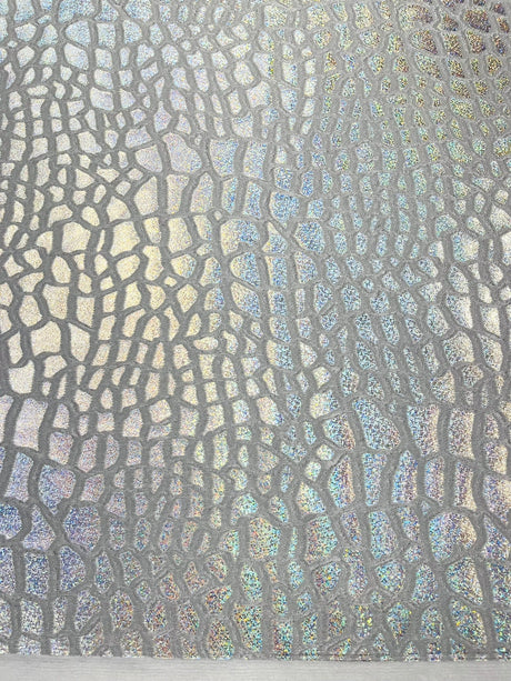 Dragon Skin Foil Stretch Velvet Fabric - Iridescent Snake Print, 58" Width (1 Yard)