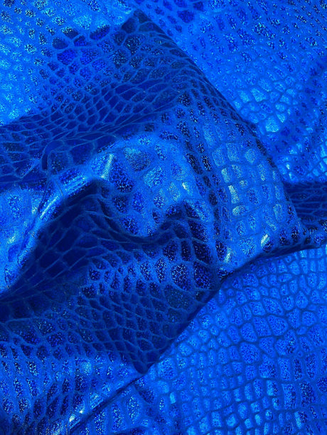 Dragon Skin Foil Stretch Velvet Fabric - Iridescent Snake Print, 58" Width (1 Yard)