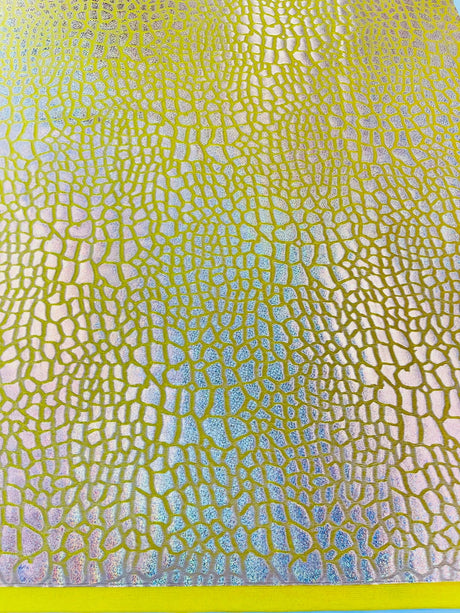 Dragon Skin Foil Stretch Velvet Fabric - Iridescent Snake Print, 58" Width (1 Yard)