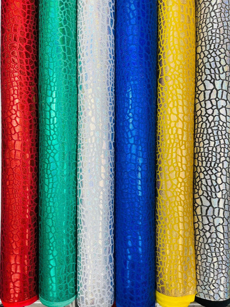 Dragon Skin Foil Stretch Velvet Fabric - Iridescent Snake Print, 58" Width (1 Yard)