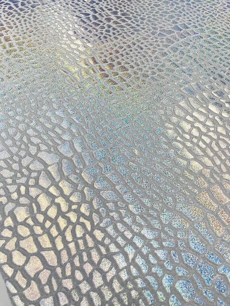 Dragon Skin Foil Stretch Velvet Fabric - Iridescent Snake Print, 58" Width (1 Yard)