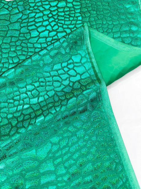 Dragon Skin Foil Stretch Velvet Fabric - Iridescent Snake Print, 58" Width (1 Yard)