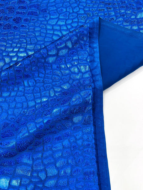 Dragon Skin Foil Stretch Velvet Fabric - Iridescent Snake Print, 58" Width (1 Yard)