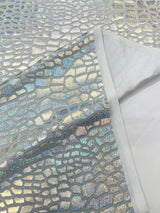 Dragon Skin Foil Stretch Velvet Fabric - Iridescent Snake Print, 58" Width (1 Yard)