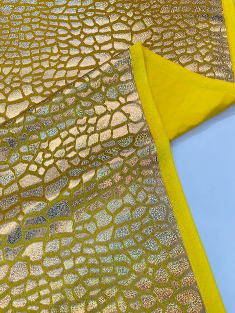 Dragon Skin Foil Stretch Velvet Fabric - Iridescent Snake Print, 58" Width (1 Yard)