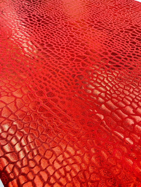 Dragon Skin Foil Stretch Velvet Fabric - Iridescent Snake Print, 58" Width (1 Yard)