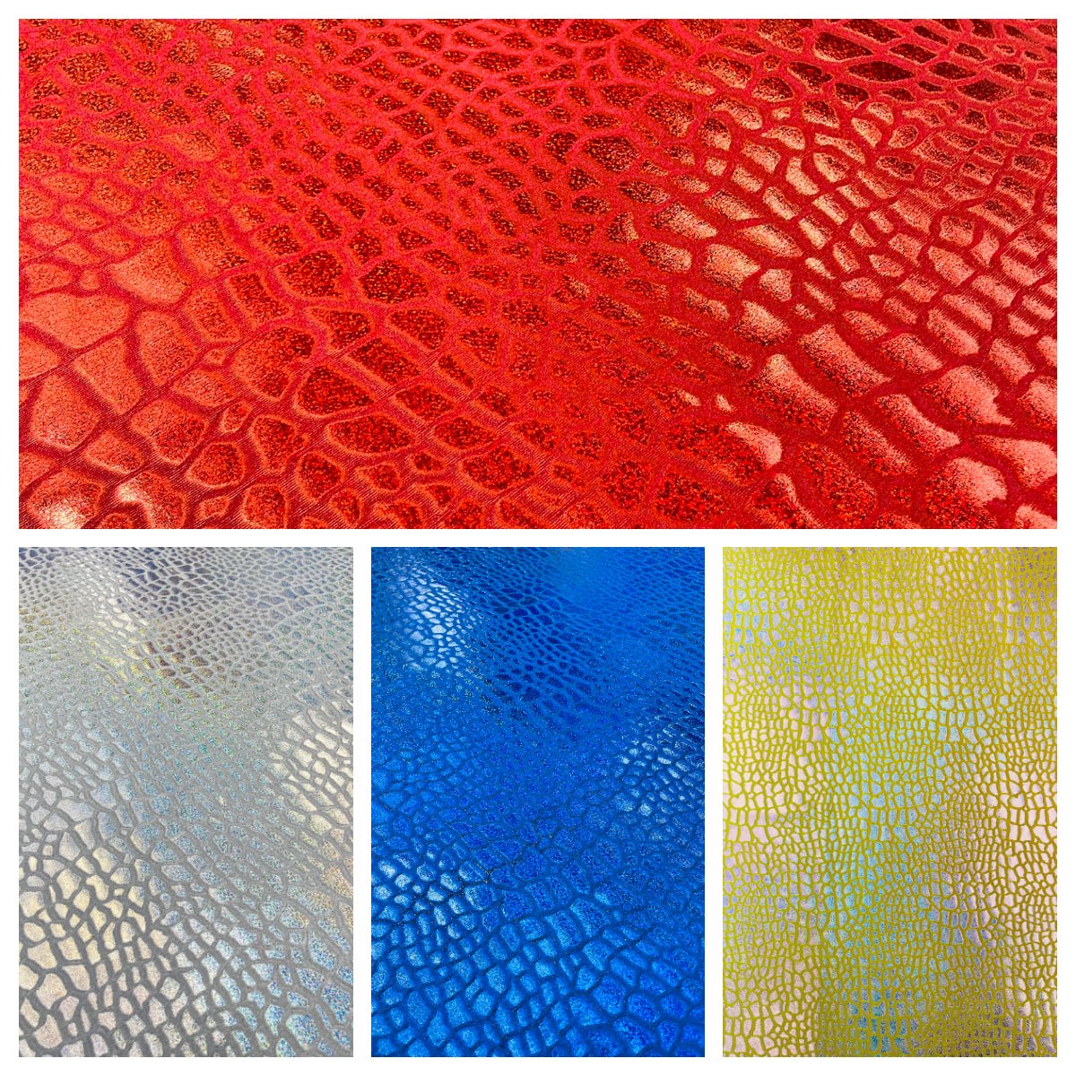 Dragon Skin Foil Stretch Velvet Fabric - Iridescent Snake Print, 58" Width (1 Yard)