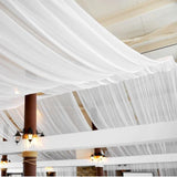 IFR Crush Sheer Voile Polyester Fabric - White, Ivory, Champagne, 108" Width (1 Yard)