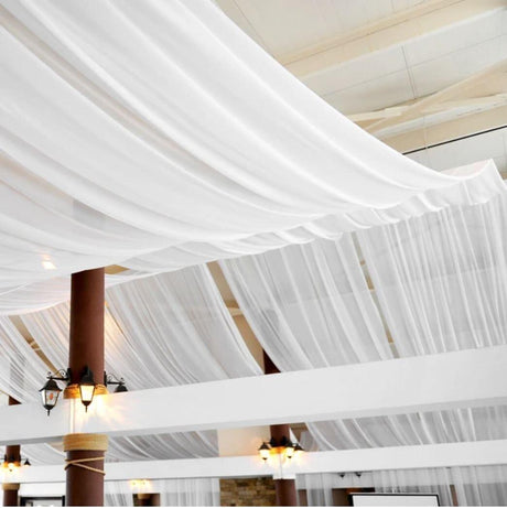 IFR Crush Sheer Voile Polyester Fabric - White, Ivory, Champagne, 108" Width (1 Yard)