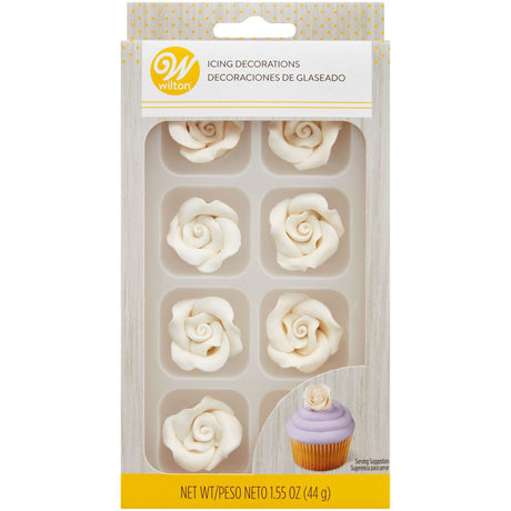 Wilton Royal White Rose Icing Decorations – Medium, 8 Count