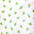 Florals and Dots Green Poly Cotton Fabric,