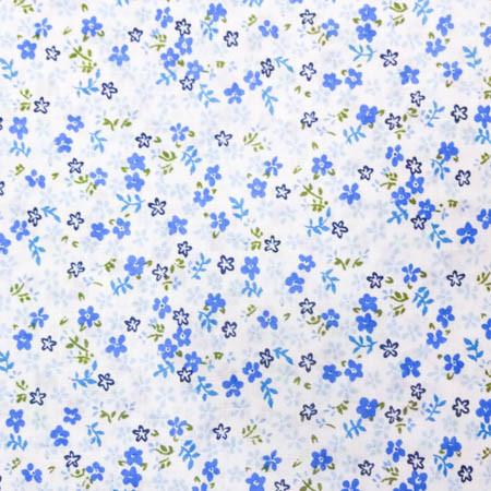 Blue Mini Flower Poly Cotton Fabric,