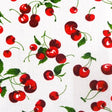 Cherry Fruit White Poly Cotton Fabric,