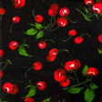 Cherry Fruit Black Poly Cotton Fabric,