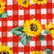 Sunflowers on 1″ One Inch Red Checkered Poly Cotton Fabric,