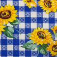 Sunflowers on 1″ One Inch Blue Checkered Poly Cotton Fabric,