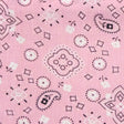 Pink Paisley Bandana Poly Cotton Fabric,