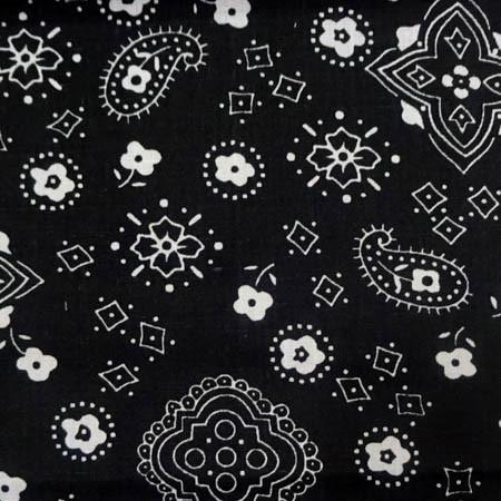 Black Paisley Bandana Poly Cotton Fabric,