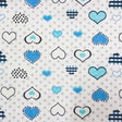 Hearts on Dots Blue Poly Cotton Fabric,