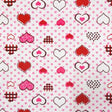 Hearts on Dots Red Poly Cotton Fabric,