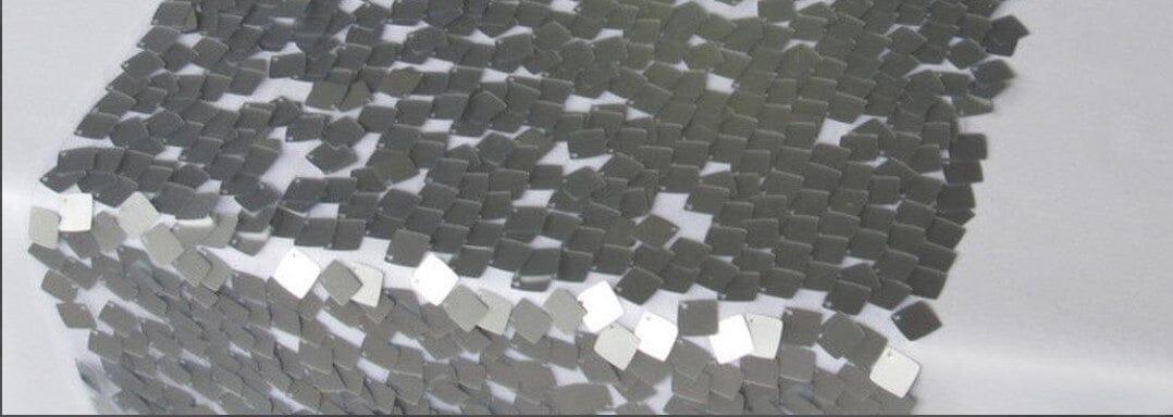 Dull Square Dazzle Polyester Fabric - Square Sequins, Sheer Mesh, 52" Width (1 Yard)