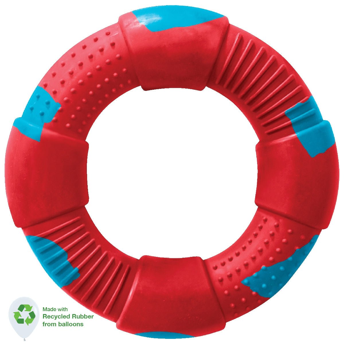 Dog Toy Large Ring in Red & Caribbean Blue