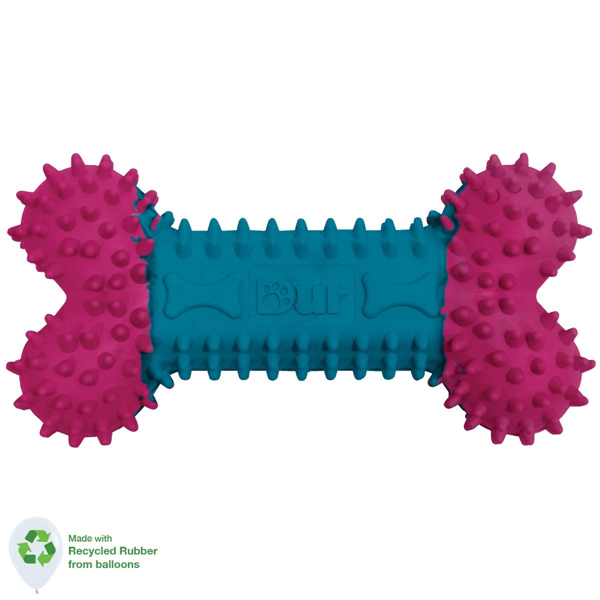 Dog Toy Small Bone in Fuchsia & Caribbean Blue