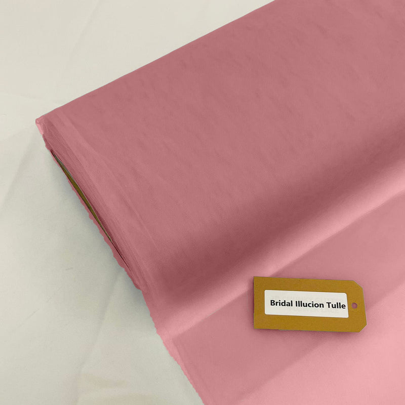 Dusty Rose Bridal Illusion Polyester Tulle Fabric - Dusty Rose Sheer, 108" Width (1 Roll)