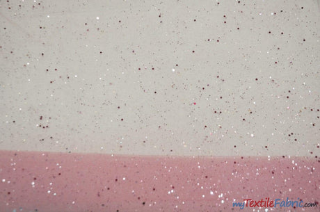 Tulle Glitter With Sequins Polyester Fabric - Glitter Embellished Sheer Tulle, Multiple Colors, 58/60" Width (1 Yard)