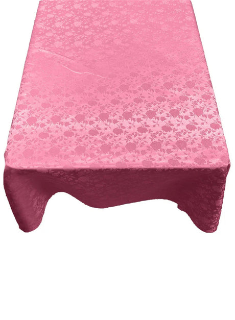 Rectangular Tablecloth Roses Jacquard Satin Fabric - Rose Pattern, 60" X 72" (1 Piece)