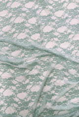 Dusty Aqua Stretch Lace Nylon Spandex Fabric - Shimmery Floral Sheer, 58/60" Width (1 Yard)