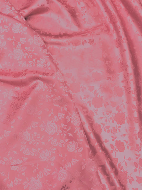 Dusty Rose Jacquard Satin Fabric - Dusty Rose, Reversible, 58"-60" Width (1 Yard)