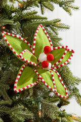 11” x 11" Velvet Peppermint Edge Poinsettia Pick