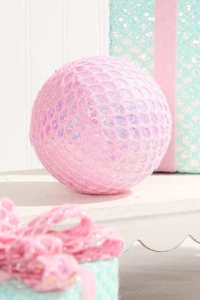 6" Mesh Ball Ornament - Pink