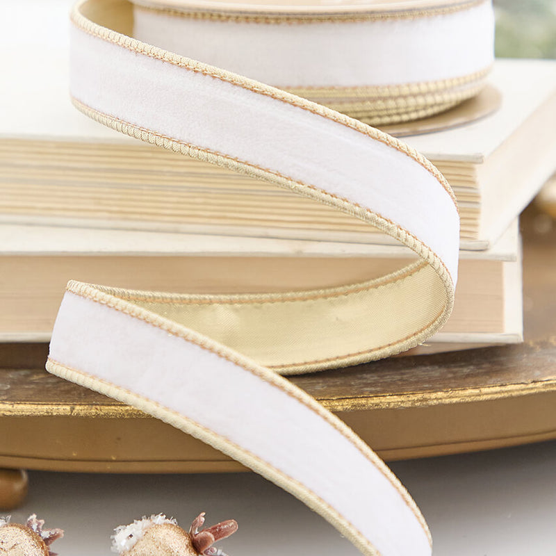 1" x 10 Yard White Velvet Ribbon