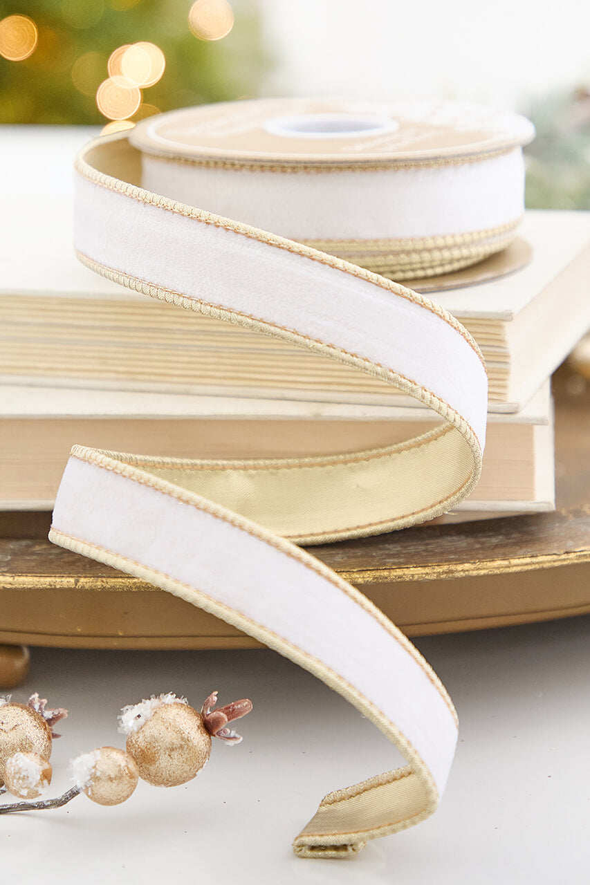 1" x 10 Yard White Velvet Ribbon