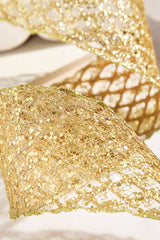 4" x 10 Yard Gold Mesh Wired Ribbon