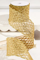 4" x 10 Yard Gold Mesh Wired Ribbon