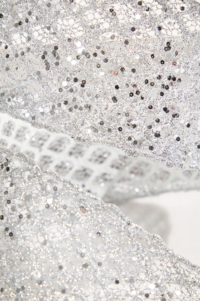 4" x 10 Yard Silver Mesh Wired Ribbon