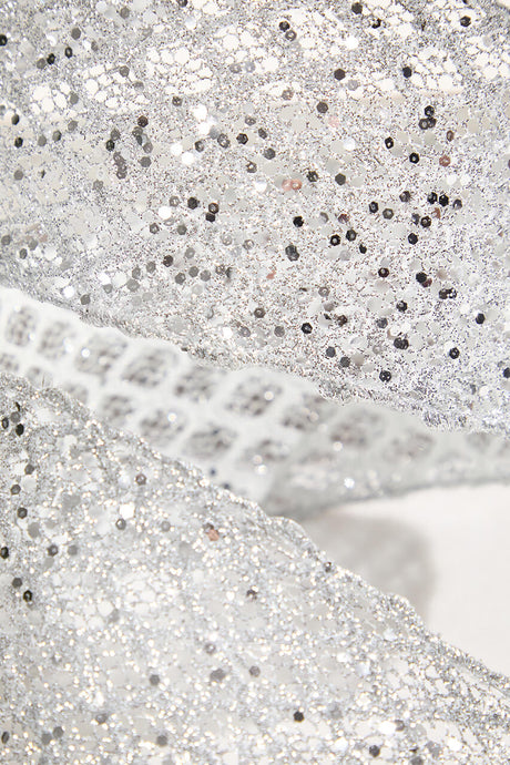 4" x 10 Yard Silver Mesh Wired Ribbon