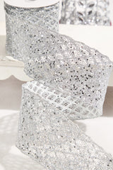 4" x 10 Yard Silver Mesh Wired Ribbon
